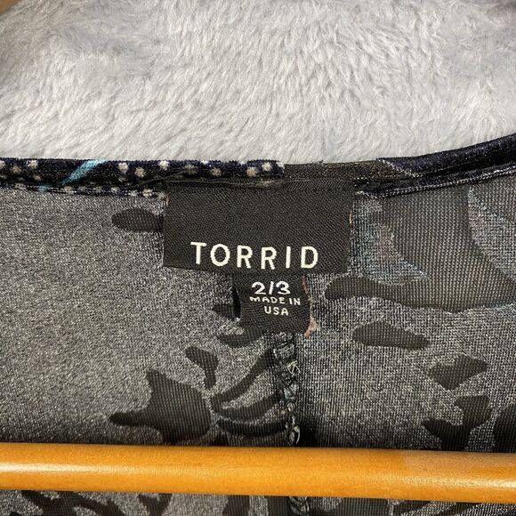 Torrid Black Velvet Burn out Size 2/3 2X/3X Floral Kimono Tassel Open Cardigan - Picture 6 of 7